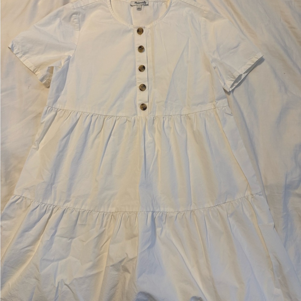 Madewell Tiered White Button-Front Dress